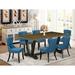 Red Barrel Studio® 6 - Person Acacia Solid Wood Dining Set Wood/Upholstered in Brown | 30" H x 72" L x 40" W | Wayfair