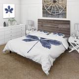 Designart 'Navy Blue Chestnut Leaf' Traditional Duvet Cover Set