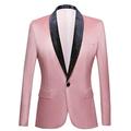 PYJTRL Mens Fashion Velvet Suit Jacket Slim Fit Blazers (Pink, 40)