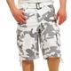 Geographical Norway Men's Cargo Shorts Panoramique Camo Short Summer Trousers with Belt Side Pockets, White Camou, L