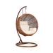 Zolo Metal and Rattan Hanging Lounge Egg Patio Swing with Cream Cushion - Manhattan Comfort OD-HC001-CR