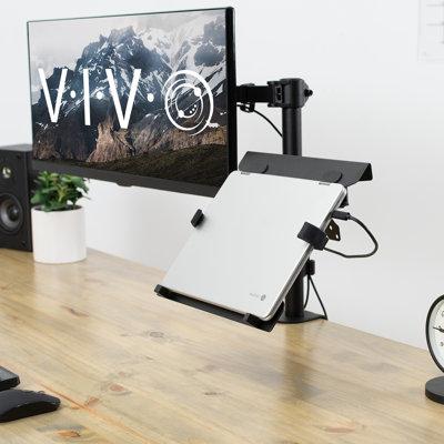 Vivo Pole Mount Laptop Holder in Black, Size 11.0 H x 11.8 W in | Wayfair MOUNT-PL1A-LAP3