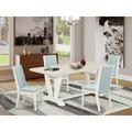 Red Barrel Studio® 4 - Person Acacia Solid Wood Dining Set Wood/Upholstered in White | 30" H x 72" L x 40" W | Wayfair