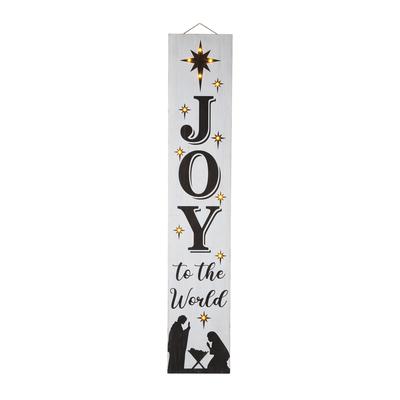 Glitzhome 42"H Lighted "JOY" or 60"H "PEACE" Wooden Nativity Porch Sign