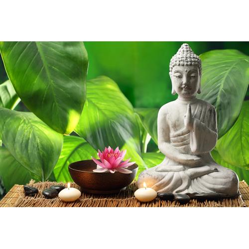 Papermoon Fototapete Buddha in der Meditation, Vliestapete, hochwertiger Digitaldruck bunt Fototapeten Tapeten Bauen Renovieren