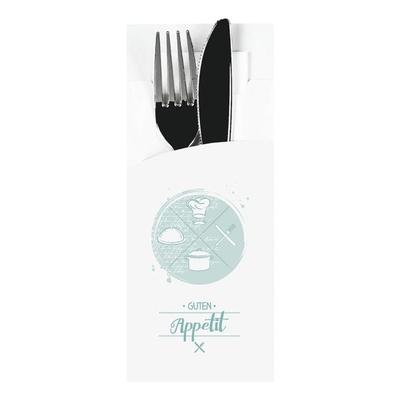 "Papstar 520 Bestecktaschen "Guten Appetit" weiß - 20 cm x 8,5 cm weiß" Image