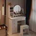 Home Makeup Dressing Table with Stool Vanity Set With Mirror & Lamp