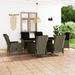 vidaXL 7 Piece Patio Dining Set with Cushions Poly Rattan Brown