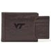 Men's Fossil Brown Virginia Tech Hokies Leather Neel Sliding 2-in-1 Wallet