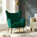 Wingback Chair - Etta Avenue™ Avianna 29.25" Wide Tufted Wingback Chair Wood/Polyester/Velvet/Metal in Green | 36.5 H x 29.5 W x 27.5 D in | Wayfair