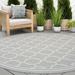 Gray/White 94 x 0.09 in Indoor/Outdoor Area Rug - Three Posts™ Dewsbury Geometric Flatweave Gray Indoor/Outdoor Area Rug, | Wayfair