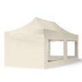 3x6m Stahl Faltpavillon, inkl. 4 Seitenteile, creme