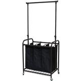 Bronze Black 3-Bag Laundry Sorter Hamper with Adjustable Clothes Hanging Bar - 28"W x 18.1"D x 41"H