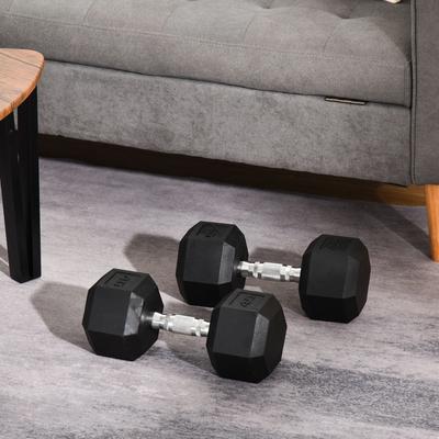 Soozier Hex Dumbbells Set, Rubber Hand Weights with Non-Slip Handles, Anti-roll, for Women or Men Home Gym Workout