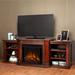 Valmont 74.25" Electric TV Stand Fireplace in Dark Mahogany by Real Flame - 75.5 W x 21.5 D x 27.7 H