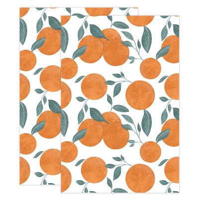 Designer Print Towel Set/2 by Mu Kitchen in Orange Green