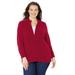 Plus Size Women's Cozy Chenille Zip Cardigan by Catherines in Classic Red (Size 0X)