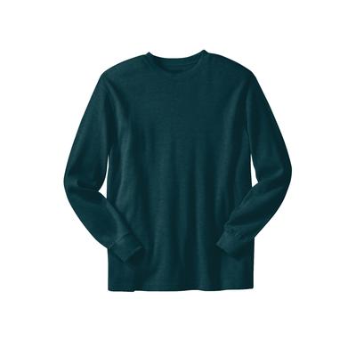Men’s Big & Tall Waffle-knit Thermal Crewneck Tee by KingSize in Heather Midnight Teal (Size 4XL) Long Underwear Top