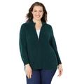 Plus Size Women's Cozy Chenille Zip Cardigan by Catherines in Emerald Green (Size 2X)