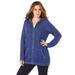 Plus Size Women's Marled Thermal Hoodie Cardigan by Roaman's in Evening Blue Soft Sky (Size 22/24) Sweater