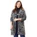 Plus Size Women's Luxe Sweater Cardigan by Catherines in Grey Animal (Size 4X)