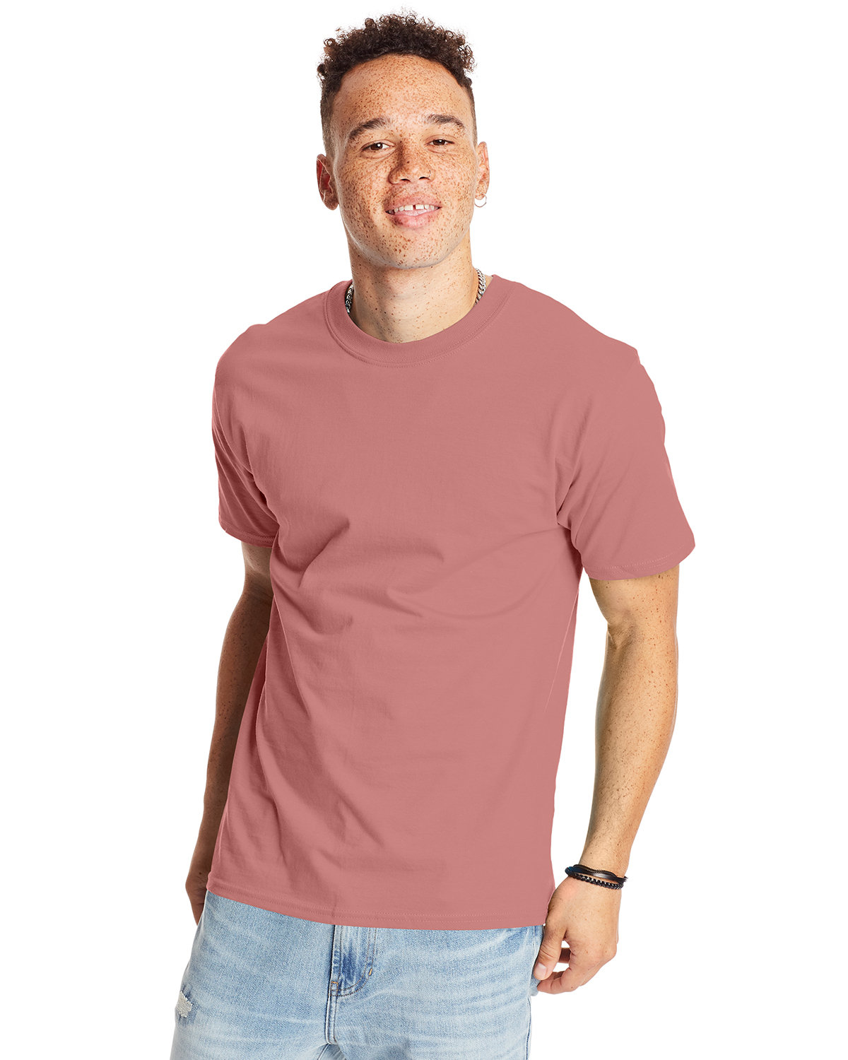 Hanes 5180 Beefy-T-Shirt - Cotton T-Shirt in Mauve size XL | Ringspun