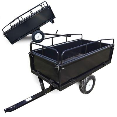 Wiltec Kippanhänger 200 x 78 x 94,5 cm bis 300 kg, Anhänger Kipper für Rasentraktor mit Gitter u. Image
