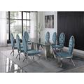 Best Quality Furniture 9 - Piece Dining Set Glass/Upholstered/Metal in Gray | Wayfair D03-8SC63