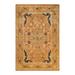 Overton Hand Knotted Wool Vintage Inspired Traditional Mogul Brown Area Rug - 6'1" x 9'1"