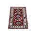 Shahbanu Rugs Super Kazak with Serrated Medallions Design Pure Wool Hand Knotted Deep Red Oriental Mat Rug (2'0" x 3'0")