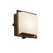 Justice Design Fusion Avalon Dark Bronze ADA LED Outdoor Wall Sconce, Square Opal Shade