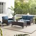 Kiawah 3Pc Outdoor Wicker Conversation Set - 103"W x 80'D x 30.5"H