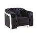 ACME Pyroden Sloped Arm Tufted Accent Chair in Black and Chrome