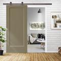 Barn Door - Calhome Panel Wood & Metal Painted Interior Sliding Barn Door w/ Installation Hardware Kit Manufactured Wood in Brown | Wayfair