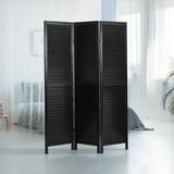 Langley Street® Allenbie 5.2 Ft. Tall Wooden Louvered Room Divider Wood in Black/Brown | 71 H x 54 W x 1 D in | Wayfair