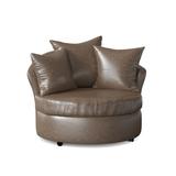 Barrel Chair - Andover Mills™ Alsup Barrel Chair Faux Leather/Polyester/Cotton/Other Performance Fabrics in Brown | 38 H x 46 W x 44 D in | Wayfair