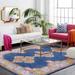 White 47 x 0.38 in Area Rug - Langley Street® Adelia Oriental Blue/Orange Area Rug Polypropylene | 47 W x 0.38 D in | Wayfair