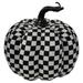 6.5" White and Black Plaid Fall Harvest Tabletop Pumpkin