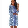 Lilly Pulitzer Dresses | Lilly Pulitzer Ophelia Swing Dress /Pooling Around | Color: Blue/White | Size: Xs