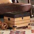 Baxton Studio Edmund Rustic Transitional Dark Brown Faux Leather Upholstered and Oak Brown Finished Wood Storage Ottoman - Wholesale Interiors JY20B056S-Dark Brown-Small Otto