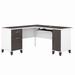 Bush Furniture Somerset 60W L Shaped Desk with Storage in White and Storm Gray - WC81030K