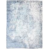 One of a Kind Hand-Woven Modern 5' x 8' Abstract Silk Blue Rug - 5' x 6'