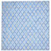 One of a Kind Hand-Woven Modern 6' Square Trellis Leather Blue Rug - 6' Square