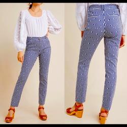 Anthropologie Pants & Jumpsuits | Anthropologie The Essential Slim Pants | Color: Blue/White | Size: 0
