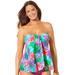 Plus Size Women's Flyaway Bandeau Tankini Top by Swimsuits For All in Hawaiian Floral (Size 26)