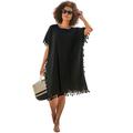 Plus Size Women's Everly Pom Pom Cover Up Tunic by Swimsuits For All in Black (Size 10/16)