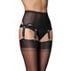 Nylon Dreams NDL61 Women's Black Solid Colour Garter Belt 6 Strap Suspender Belt 3XLarge