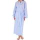 Slenderella Ladies 50"/127cm Luxury Lightweight Blue with White Spots 100% Cotton Shawl Collared Belt Up House Coat Dressing Gown with Lace Trim Size Medium 12/14