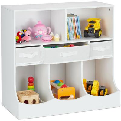 Kinderregal für Spielsachen & Bücher, hbt: 75 x 80 x 40 cm, 8 Fächer, Mädchen & Jungen,
