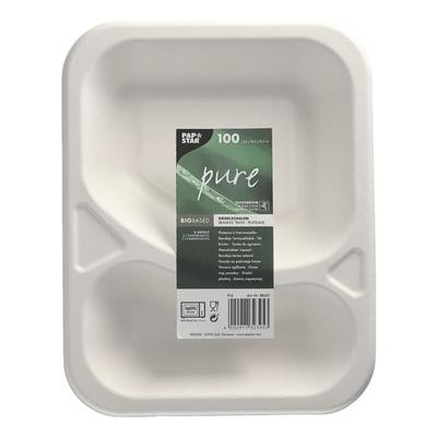 Papstar 100 Siegelschalen 2-geteilt weiß 825 ml - 18,5 x 23,5 cm weiß